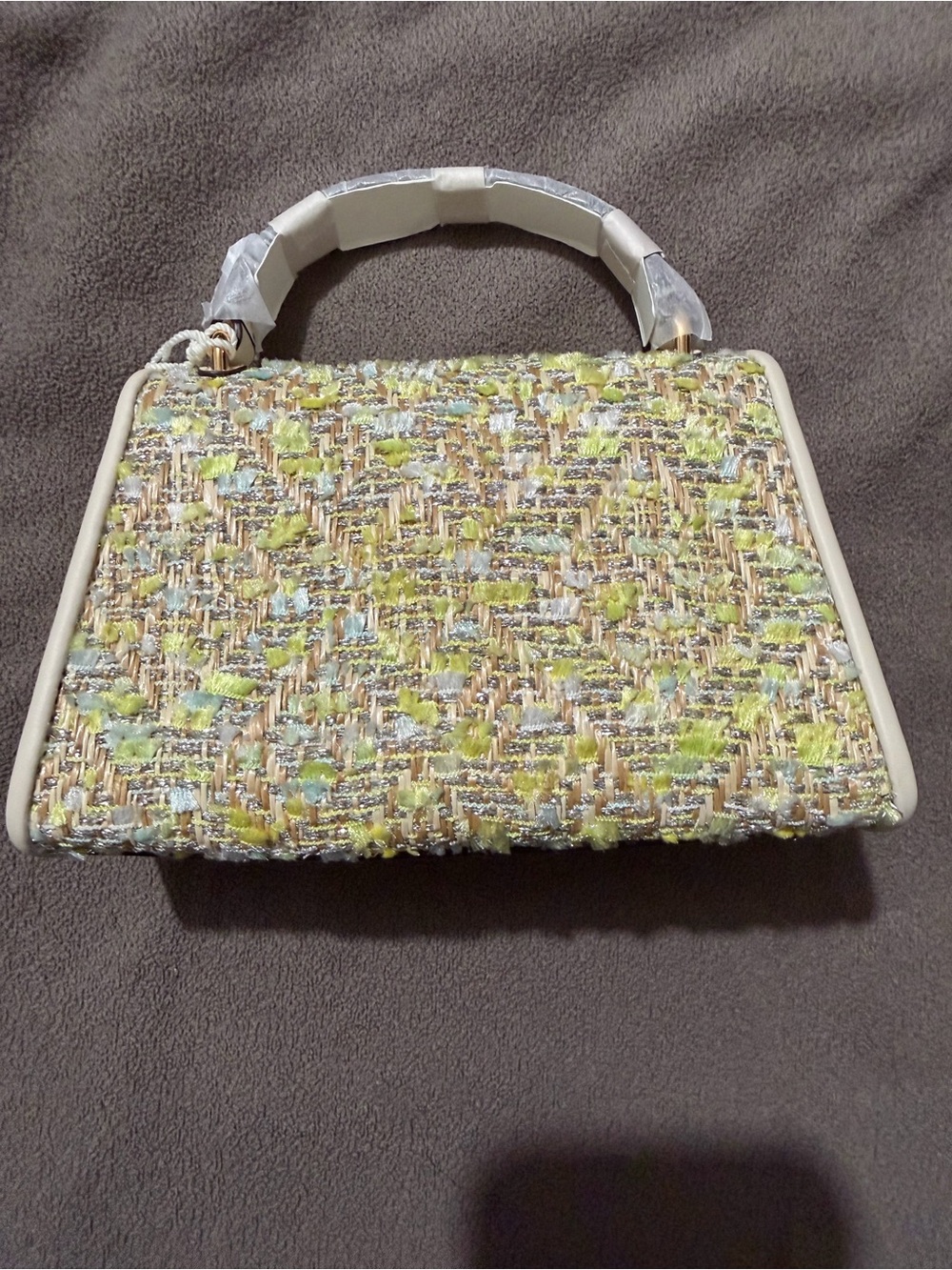 Tory Burch Britten Raffia Tweed Mini Top Handle - Picture 2 of 3